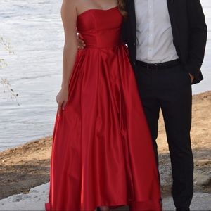 Red ballgown prom dress